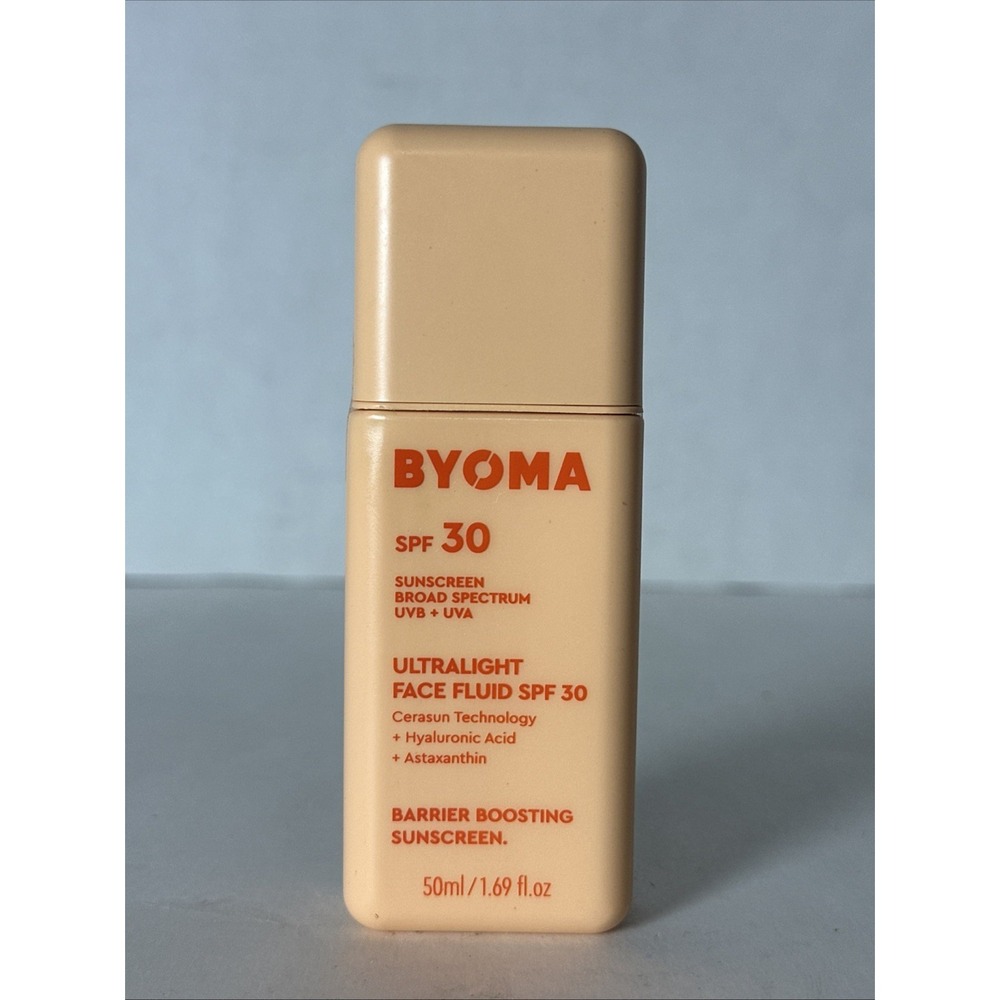 Byoma SPF 30 Sunscreen Broad Spectrum UVB + UVA Ultralight Face Fluid, 05/2028
